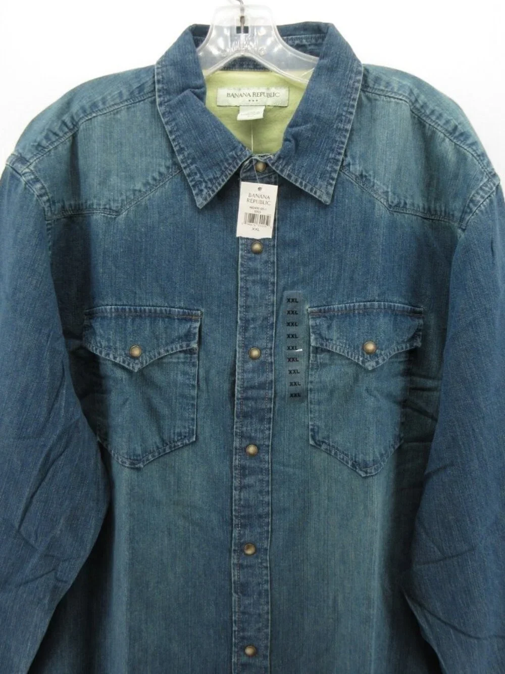 VGT Banana Republic Shirt XXL Western Pearl Snap Denim Cowboy Faded NEW